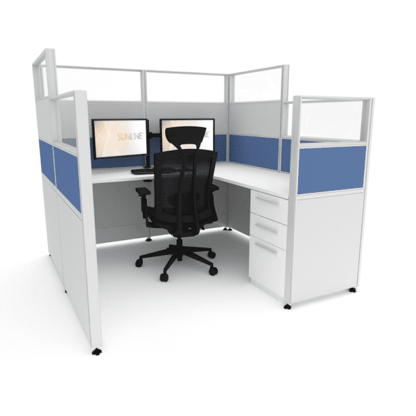 Sunline Sliding DropDown Cubicle: 6’ x 6′ – 65″ High Down To 53″