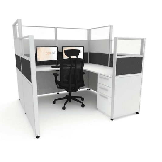 Sunline Sliding DropDown Cubicle: 6’ x 6′ – 65″ High Down To 53″