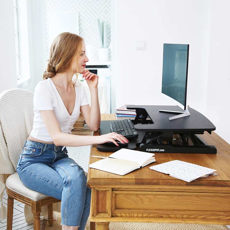 Ergonomic sit store stand desk converter